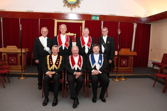 Bak f.v.: Kap. Oddvar Günther, Sekr. Peik Næsje, Skm. Andrew Hansen, CM Morten Hedenstrøm - Foran f.v.: Eks.OM Tormod Sveli, OM Helge Sagen, UM Ketil Johannessen Bak f.v.: Kap. Oddvar Günther, Sekr. Peik Næsje, Skm. Andrew Hansen, CM Morten Hedenstrøm - Foran f.v.: Eks.OM Tormod Sveli, OM Helge Sagen, UM Ketil Johannessen